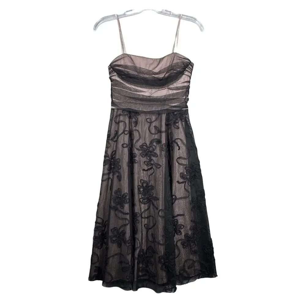 Jessica‎ Howard Dress Womens 12 Black Illusion Lace Dark Fairy Balletcore Retro